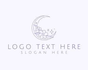 Botanical - Crescent Floral Moon logo design