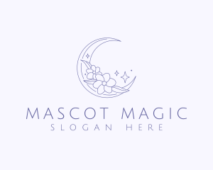 Crescent Floral Moon logo design