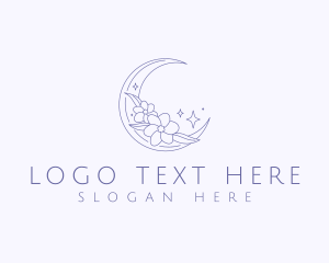 Night - Crescent Floral Moon logo design