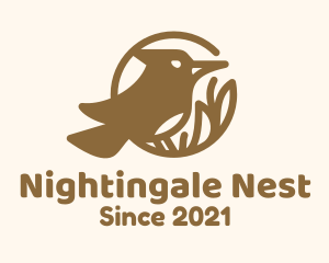Nightingale - Brown Bird Wildlife logo design