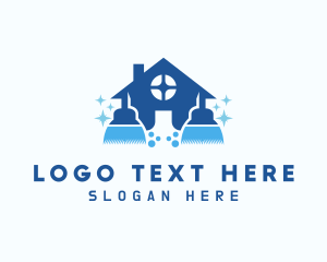 Housing - House Cleaning Broom logo design