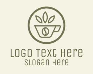 Caffeine - Coffee Bean Leaves logo design