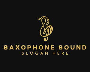 Saxophone Clef Music logo design