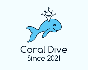 Snorkeling - Crown Blue Whale logo design