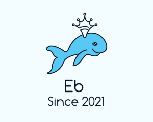 Fish - Crown Blue Whale logo design
