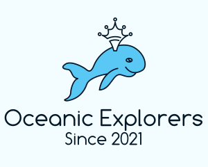 Marine Biology - Crown Blue Whale logo design