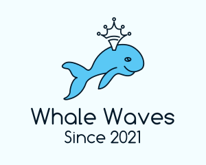 Whale - Crown Blue Whale logo design