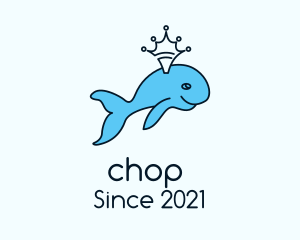 Sea Creature - Crown Blue Whale logo design