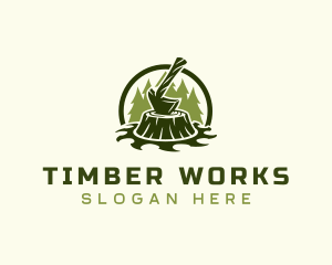 Timber - Lumber Axe Woodworking logo design