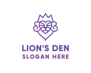 Lion - Lion Heart Crown logo design