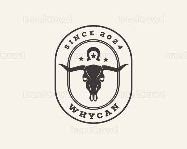 Western Skull Horn Ranch Logo