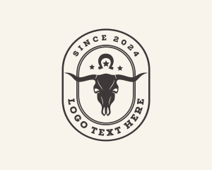 Horse Shoe - Western Skull Horn Ranch logo design