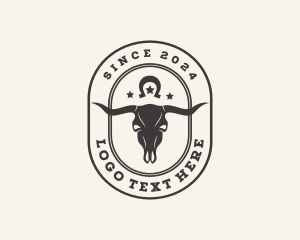 Western Skull Horn Ranch Logo