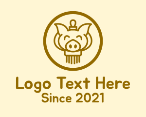 Lunar - Smiling Pig Lantern logo design