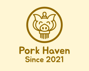 Piggery - Smiling Pig Lantern logo design