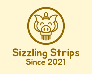 Bacon - Smiling Pig Lantern logo design