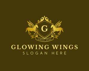 Wings Crown Pegasus logo design