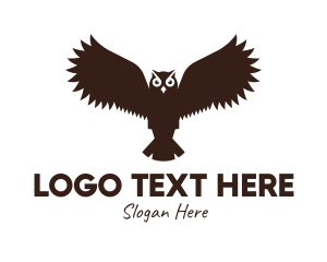Nocturnal Animal - Brown Flying Owl logo design