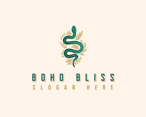 Snake Floral Boho logo design