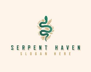 Snake Floral Boho logo design