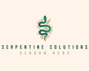 Snake Floral Boho logo design