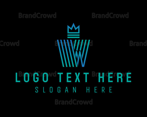 Art Deco Geometric W Crown Logo