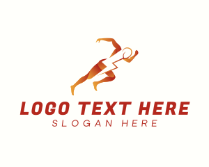 Running - Athletic Lightning Bolt logo design