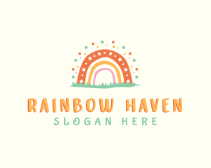 Boho Rainbow Daycare logo design