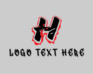 Skateboard - Splatter Graffiti Letter H logo design