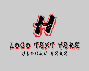 Graffiti Artist - Splatter Graffiti Letter H logo design