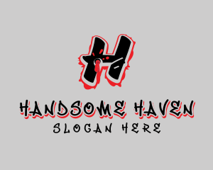 Splatter Graffiti Letter H logo design