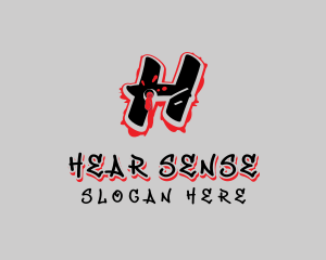 Splatter Graffiti Letter H logo design