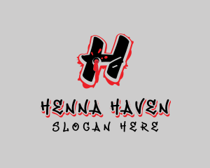 Splatter Graffiti Letter H logo design