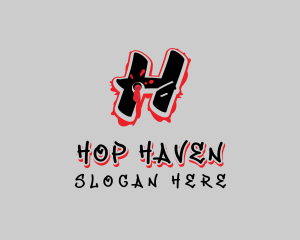 Splatter Graffiti Letter H logo design