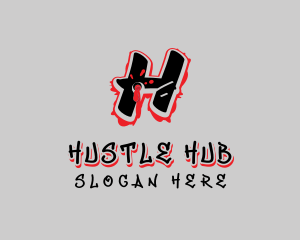 Splatter Graffiti Letter H logo design