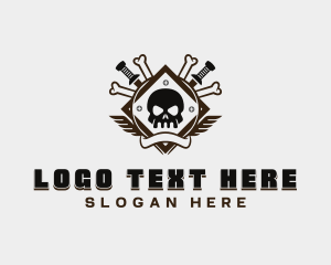 Mercenary - Sword Skull Wings logo design