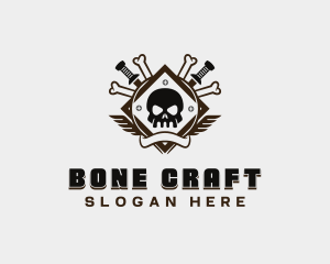 Bones - Sword Skull Wings logo design