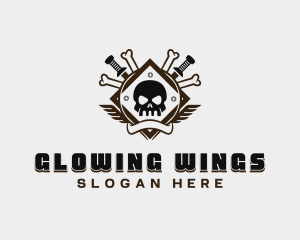 Sword Skull Wings logo design