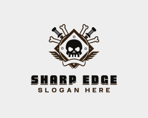 Sword Skull Wings logo design