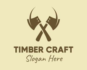 Woodcutting - Brown Axe Weapon logo design