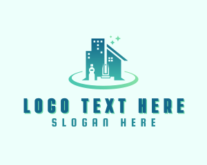 Mop - Sanitation Building Cleaning logo design