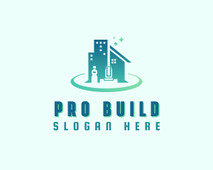 Sanitation Building Cleaning logo design