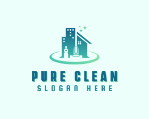 Sanitation Building Cleaning logo design