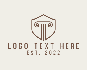 Building - Simple Column Shield logo design
