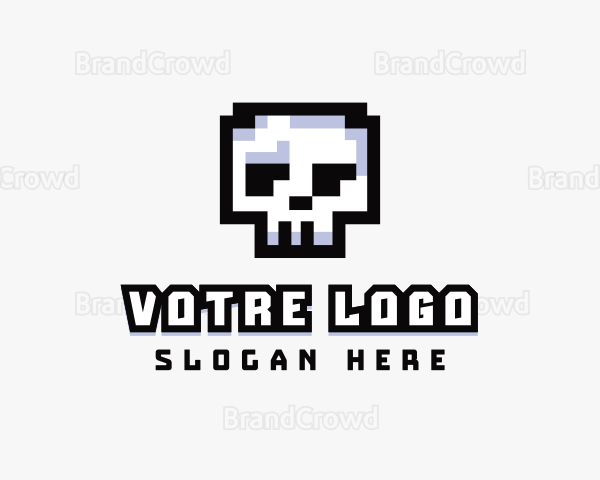 Pixel Skull Arcade Logo