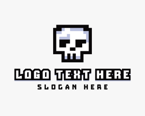 Holographic - Pixel Skull Arcade logo design