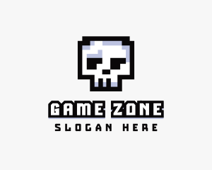 Pixel Skull Arcade  logo design