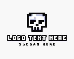 Arcade Machine - Pixel Skull Arcade logo design