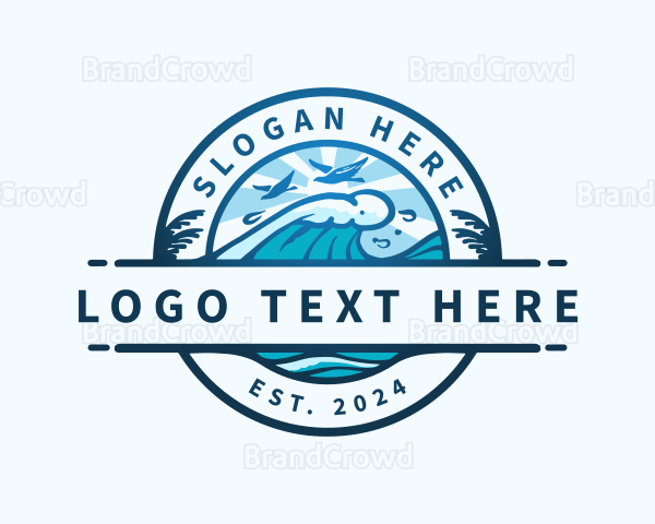 Wave Beach Ocean Logo