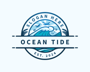 Wave Beach Ocean logo design